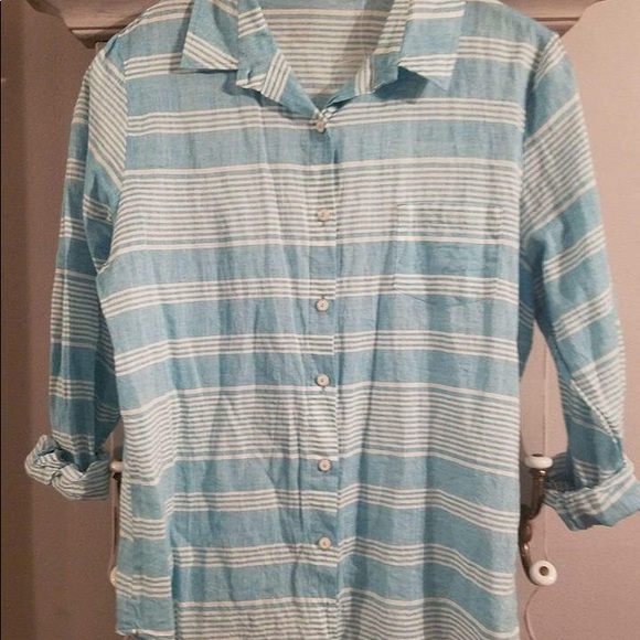 Muted stripes buttondown by Lili’s Closet MD Teal - Picture 4 of 6